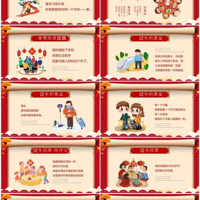 红色中国风春节回家过年PPT通用模板 红色中国风春节回家过年PPT通用模板