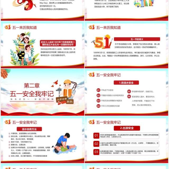 红色卡通五一劳动节安全教育PPT模板 红色卡通五一劳动节安全教育PPT模板