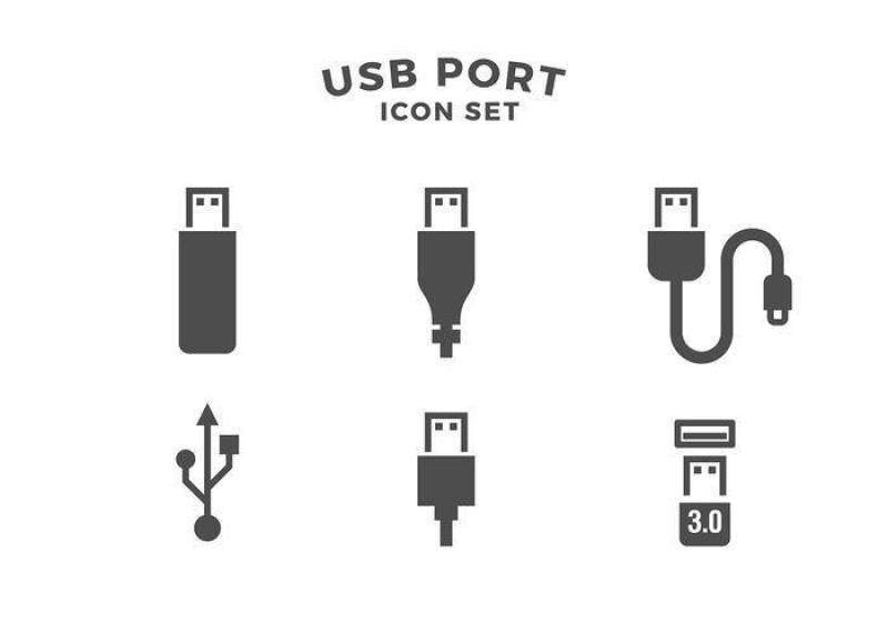 USB端口图标集 矢量