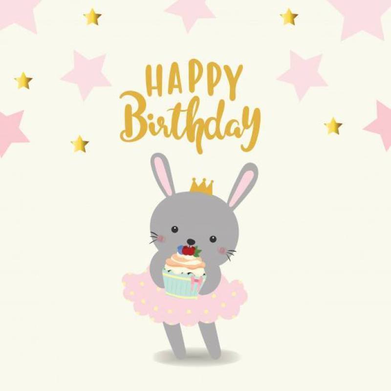 Happy birthday card with cute rabbit.