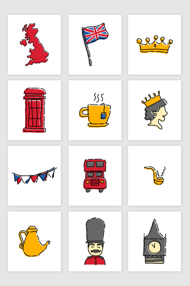 英国特色卡通插画矢量图形 英国特色卡通插画矢量图形