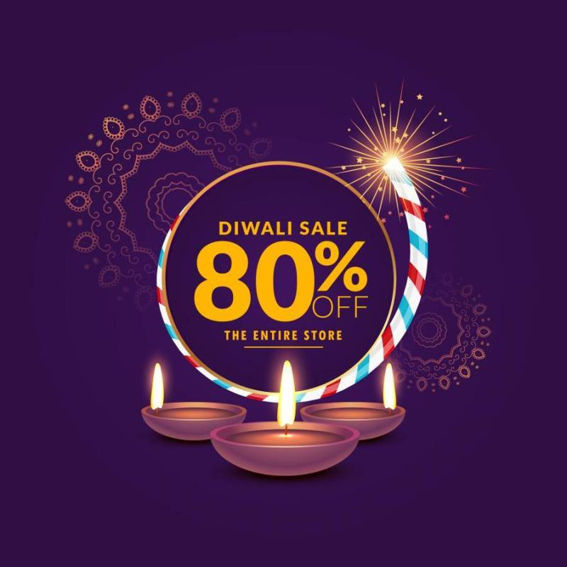 diwali节日销售模板背景与薄脆饼干和diya