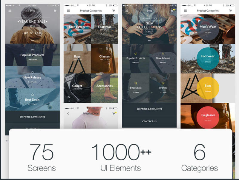 75 iOS屏幕移动应用程序UI工具包,Flatte UI工具包 75 iOS屏幕移动应用程序UI工具包,Flatte UI工具包