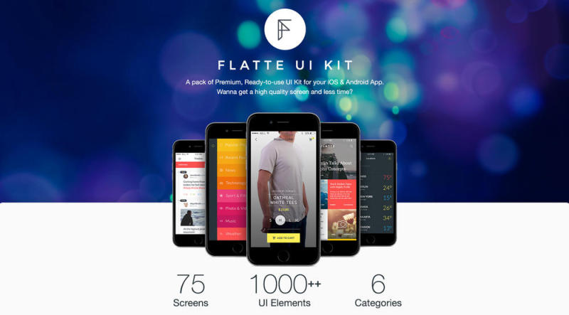 75 iOS屏幕移动应用程序UI工具包,Flatte UI工具包 75 iOS屏幕移动应用程序UI工具包,Flatte UI工具包