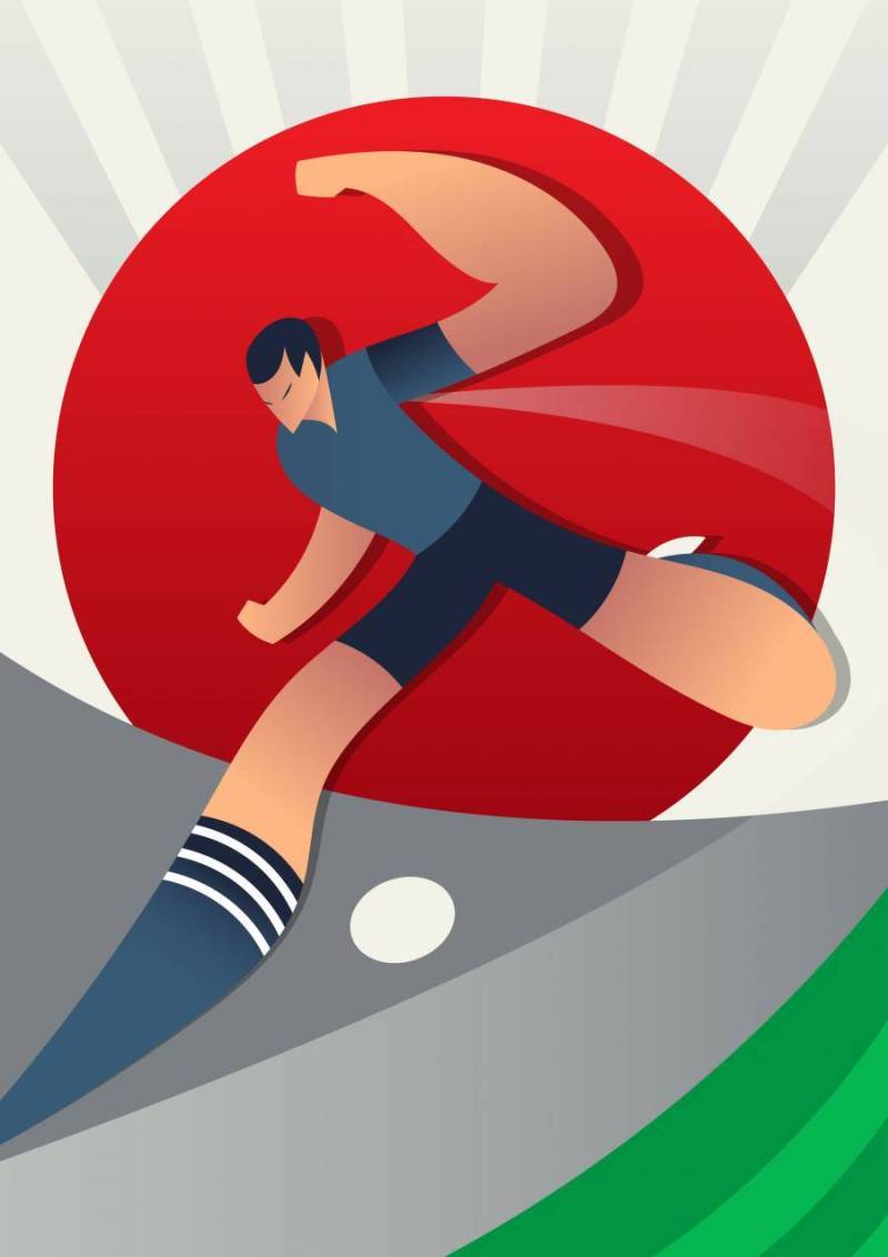 日本世界杯足球运动员的插图