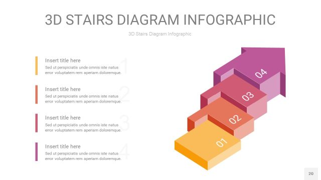 渐变紫黄色3D阶梯PPT图表20