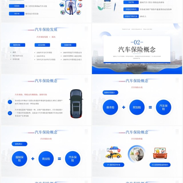 蓝色简约风车辆保险培训PPT模板 蓝色简约风车辆保险培训PPT模板