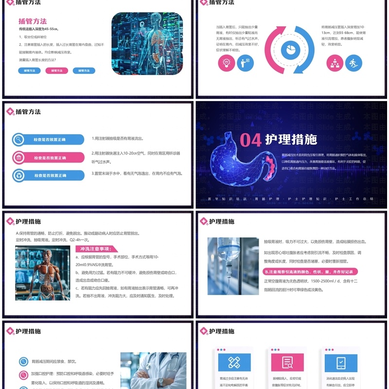 蓝色简约风胃肠减压的护理PPT模板