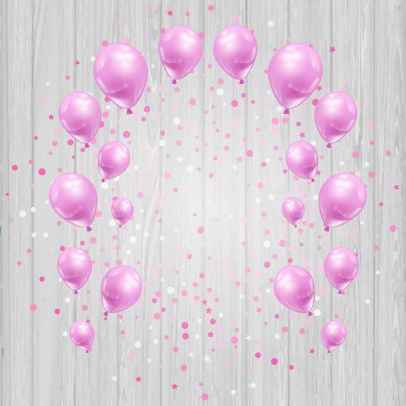 庆祝活动背景与粉红色的气球和五彩纸屑