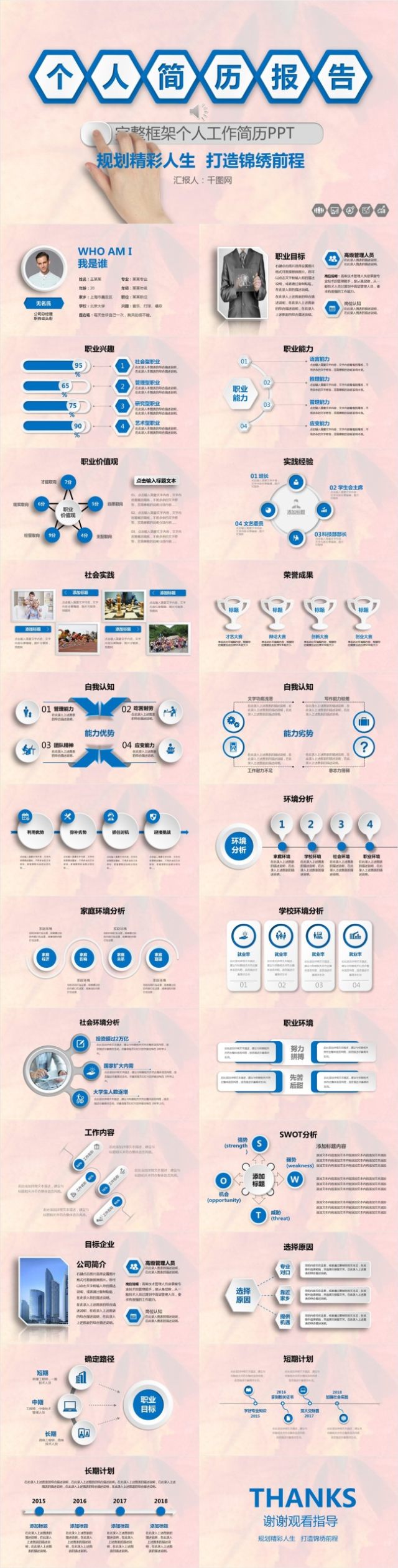 蓝色大气图标式个人简历报告PPT模板 蓝色大气图标式个人简历报告PPT模板