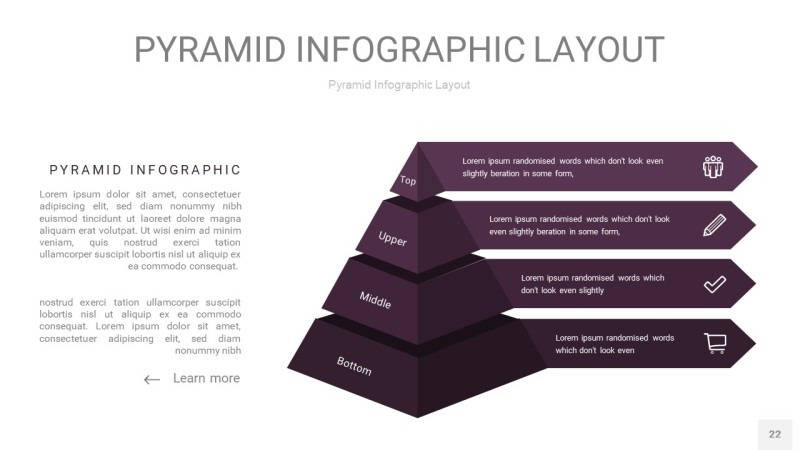 深紫色3D金字塔PPT信息图表22