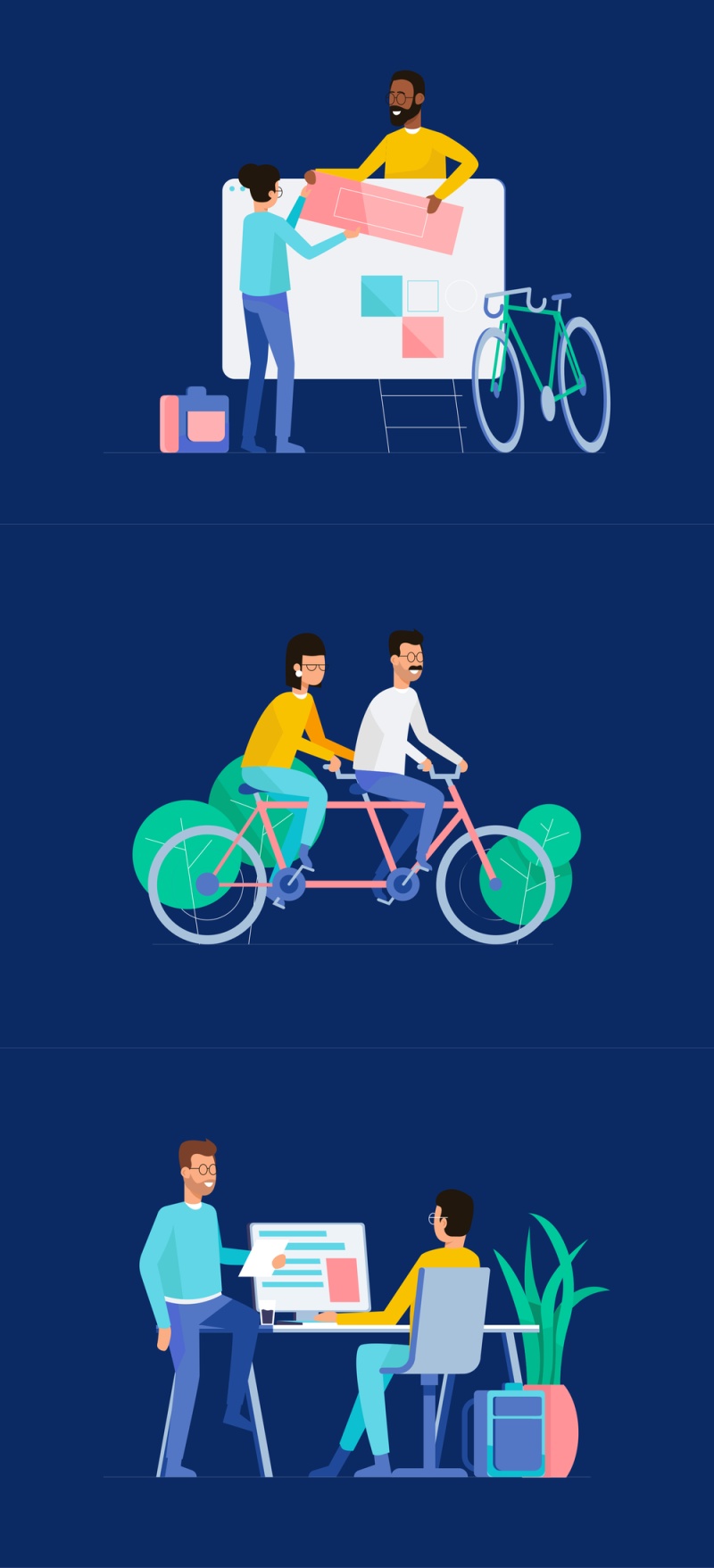 移动和桌面，团队合作和启动插图的团队合作和启动插图包