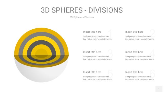 灰黄色3D球体切割PPT信息图1