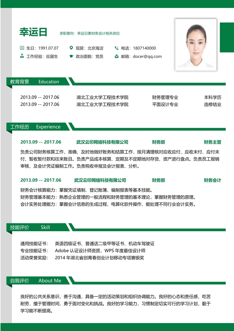 创意个性简历个人求职WORD模板27