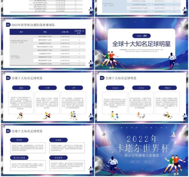 蓝色卡通风2022卡塔尔世界杯介绍PPT模板 蓝色卡通风2022卡塔尔世界杯介绍PPT模板