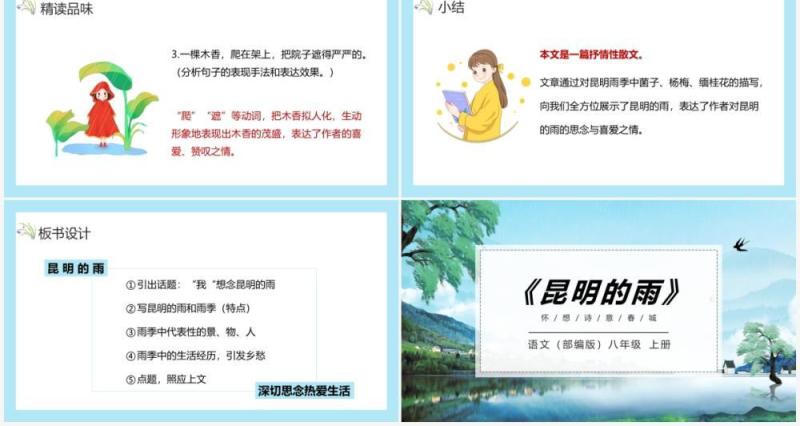 部编版八年级语文上册昆明的雨课件PPT模板