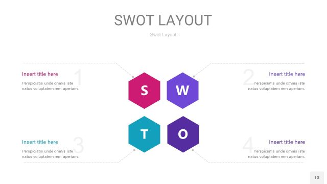 玫瑰紫SWOT图表PPT13