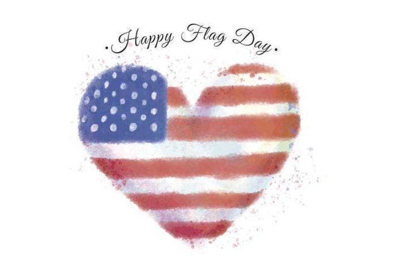 心与美国国旗颜色用于国旗的日子的水彩插图。