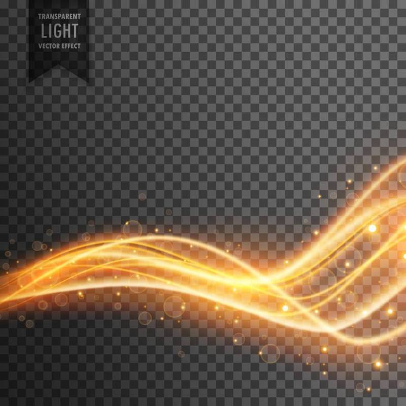 与金色闪光的透明光线影响