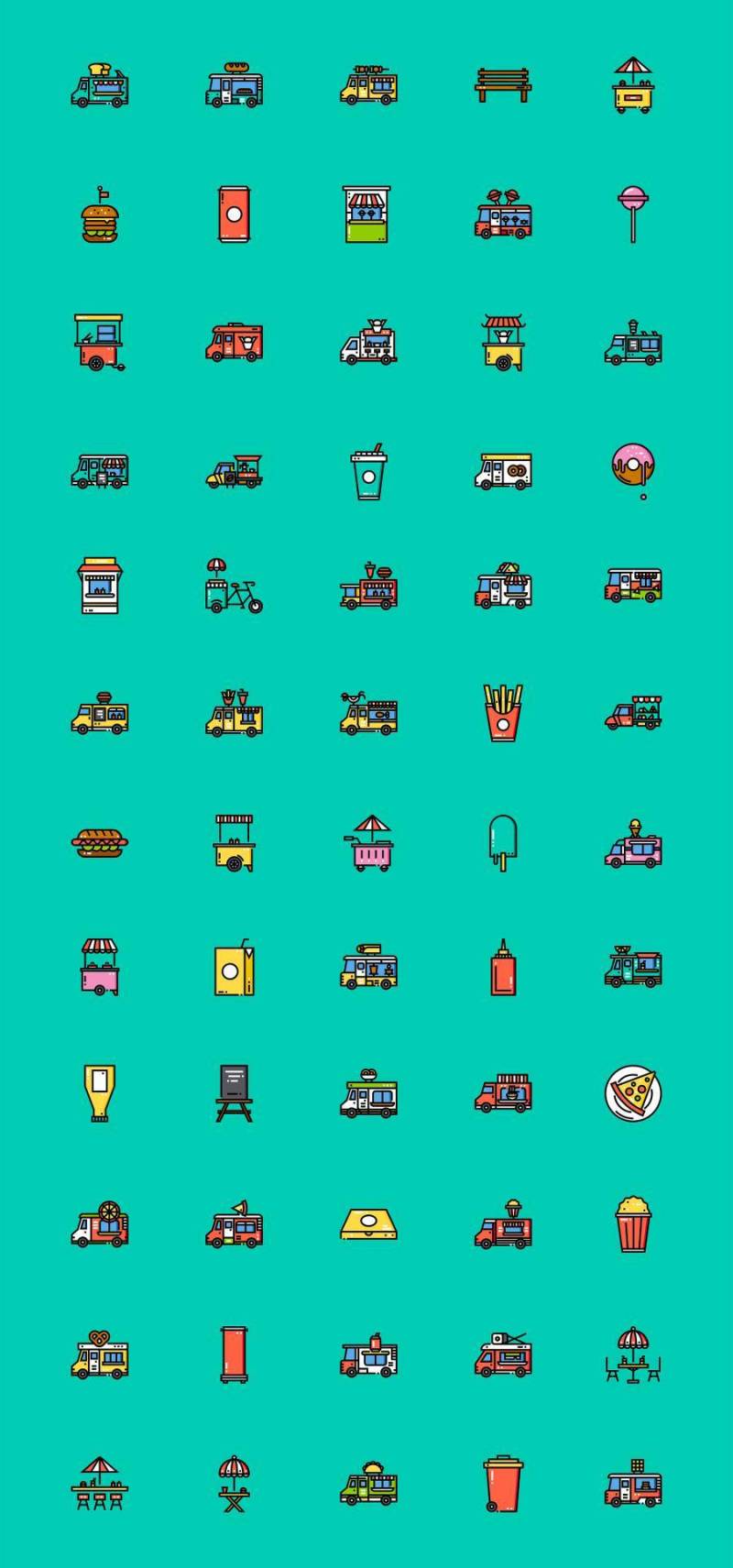 60 枚食物餐车图标