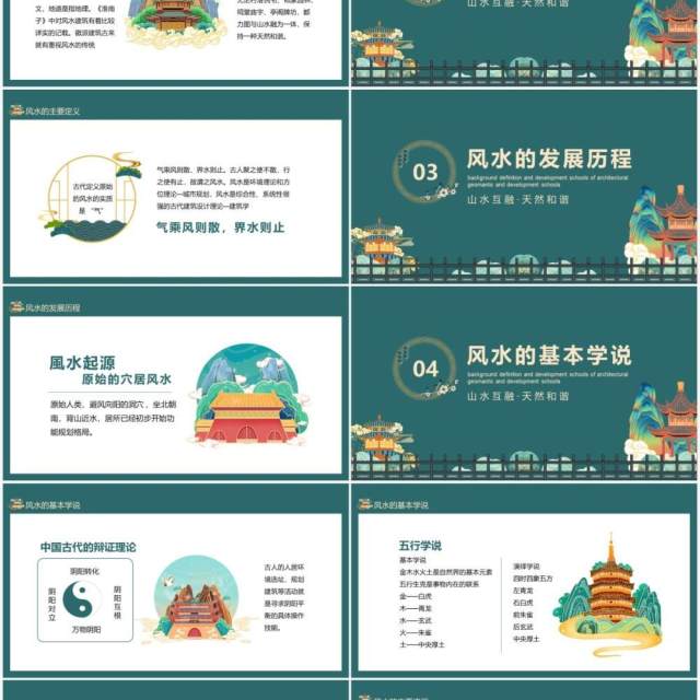 建筑风水学背景定义发展流派动态PPT模板 建筑风水学背景定义发展流派动态PPT模板