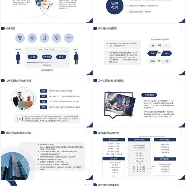 蓝色商务风供应商质量管理培训PPT模板