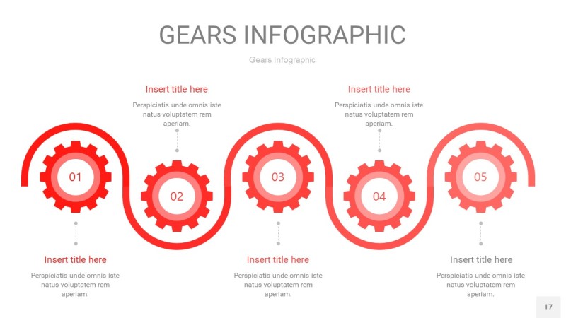 红色齿轮PPT信息图17