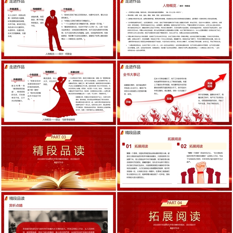 红色商务风钢铁是怎样炼成的PPT模板