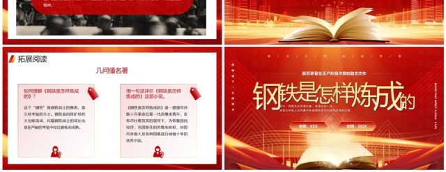 红色商务风钢铁是怎样炼成的PPT模板 红色商务风钢铁是怎样炼成的PPT模板