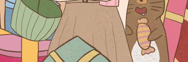 卡通手绘民国风新年春节年货节插画PSD大字报素材33