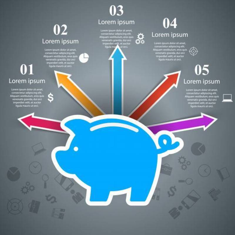 猪硬币。业务信息图表营销图标