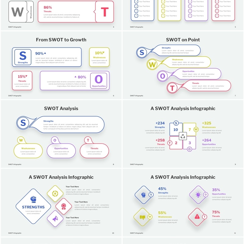 企业SWOT竞品分析PPT图表模板SWOT Infographic - Presentation Template