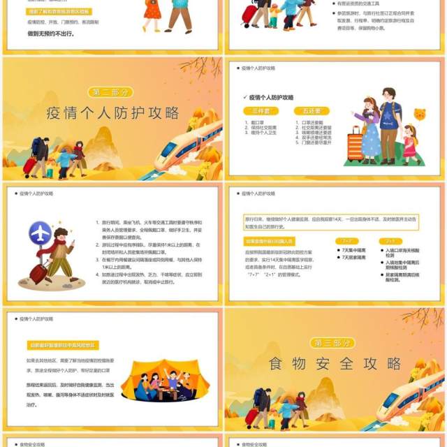 橙色国潮卡通风国庆旅游攻略PPT模板 橙色国潮卡通风国庆旅游攻略PPT模板