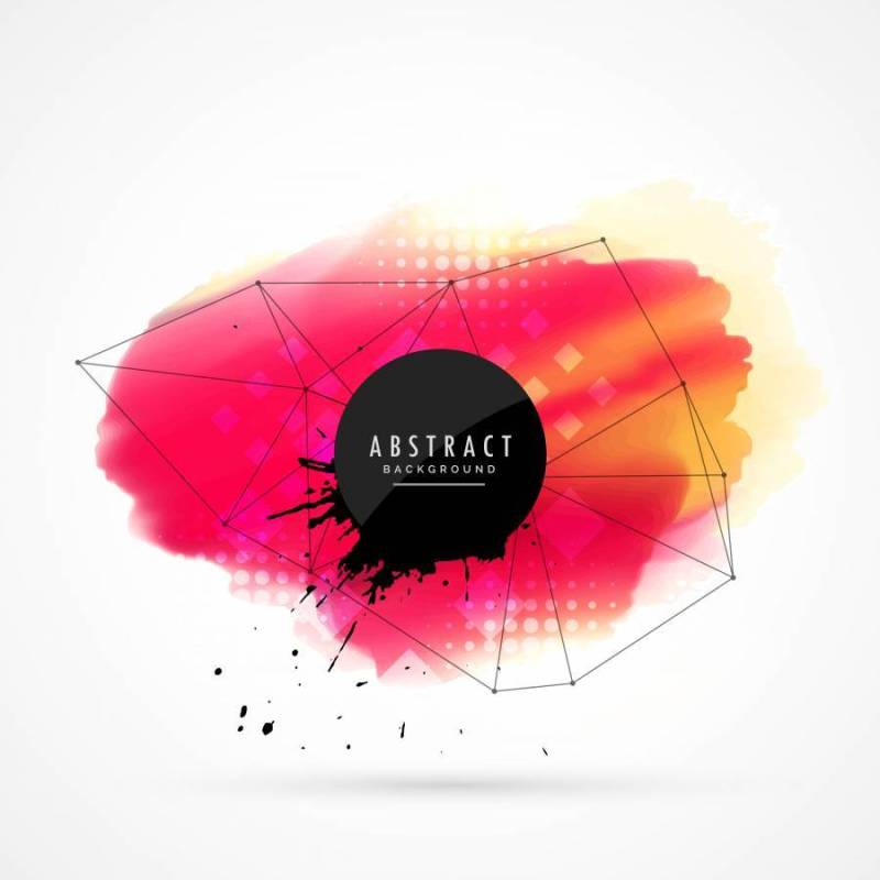 与网络丝网的红色水彩污点