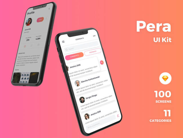 专为Sketch。，Pera UI Kit设计的高品质UI套件