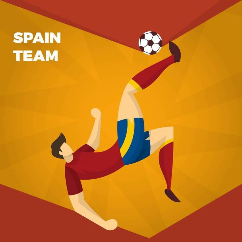 平的西班牙足球角色矢量图