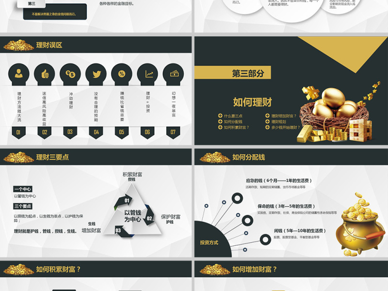 原创金融投资理财财富增长知识学习PPT模板