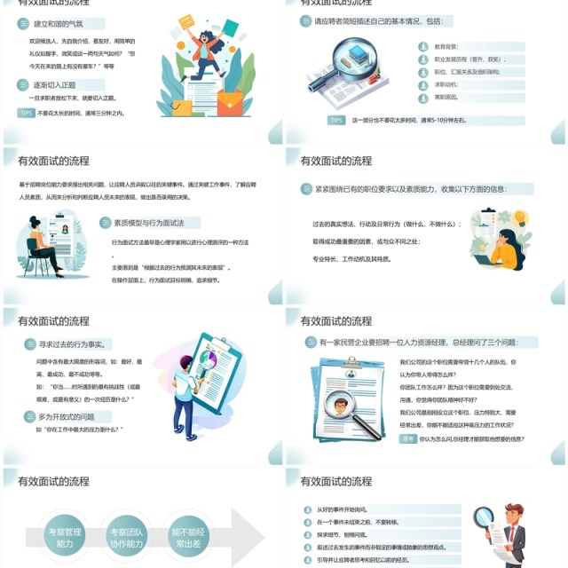绿色扁平风企业招聘面试技巧培训PPT模板