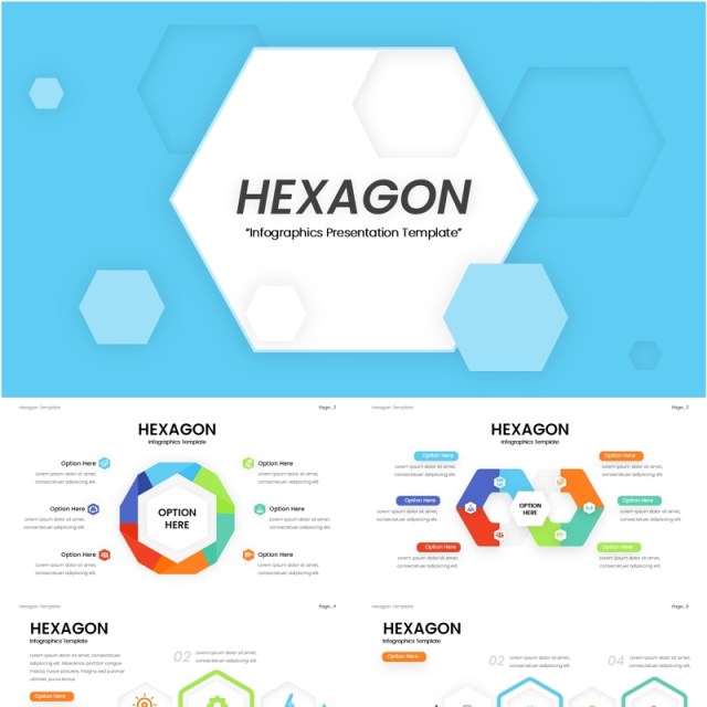 六角形流程图PPT信息图表素材hexagon ppt