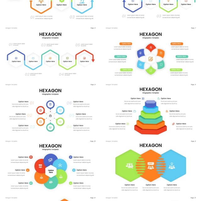 六角形流程图PPT信息图表素材hexagon ppt