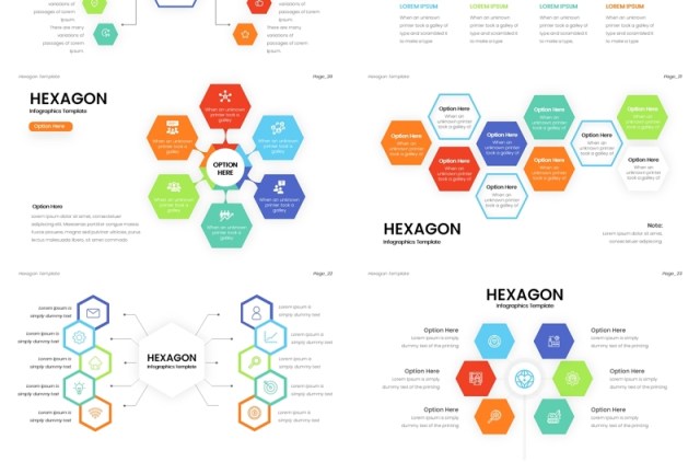 六角形流程图PPT信息图表素材hexagon ppt