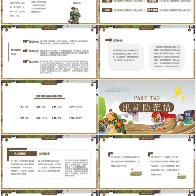 灰色卡通风防洪防汛安全教育PPT模板 灰色卡通风防洪防汛安全教育PPT模板