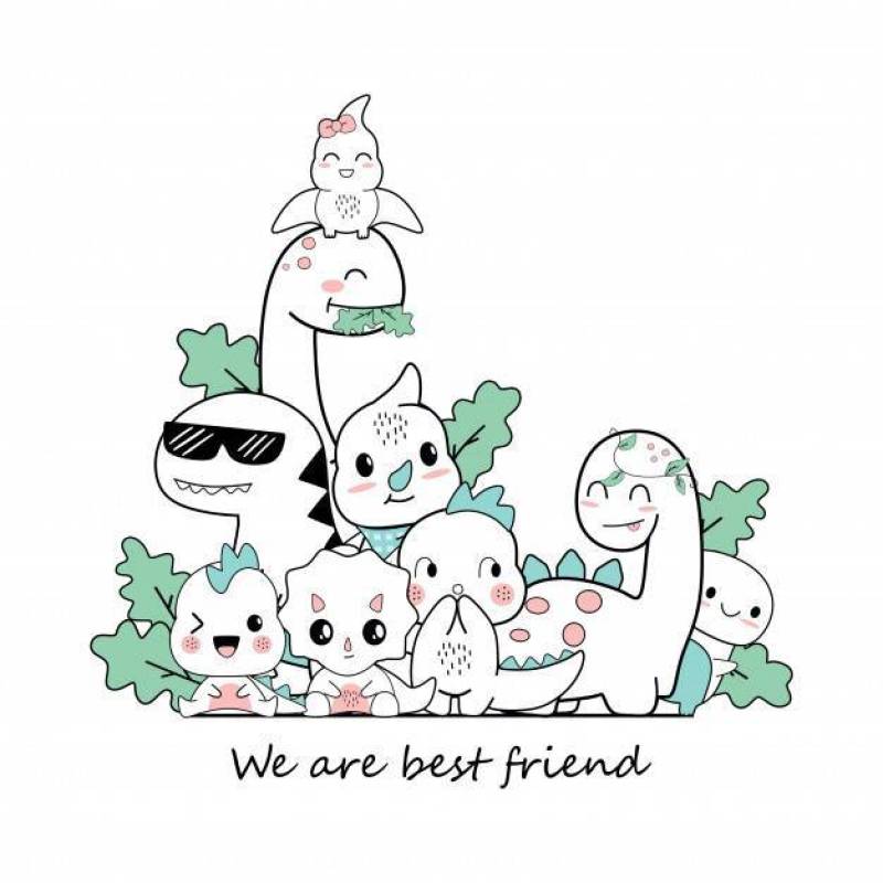 Cute dino cartoons that are be best friend
