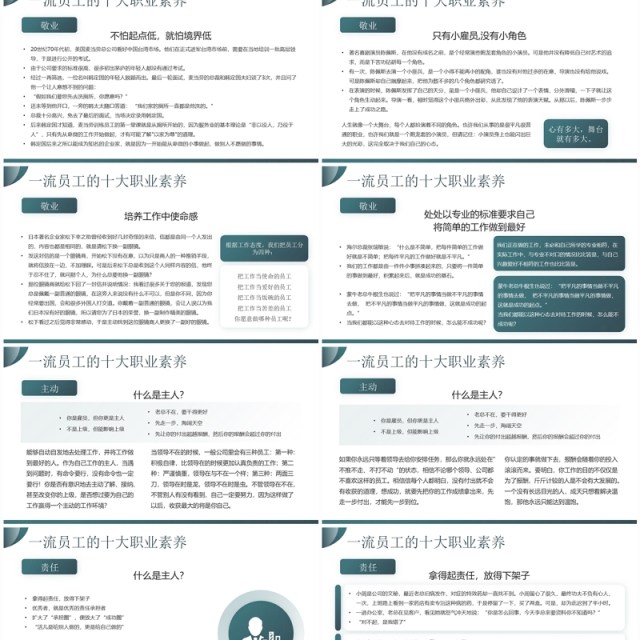 绿色简约风职业素养与个人修养PPT模板