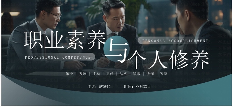 绿色简约风职业素养与个人修养PPT模板