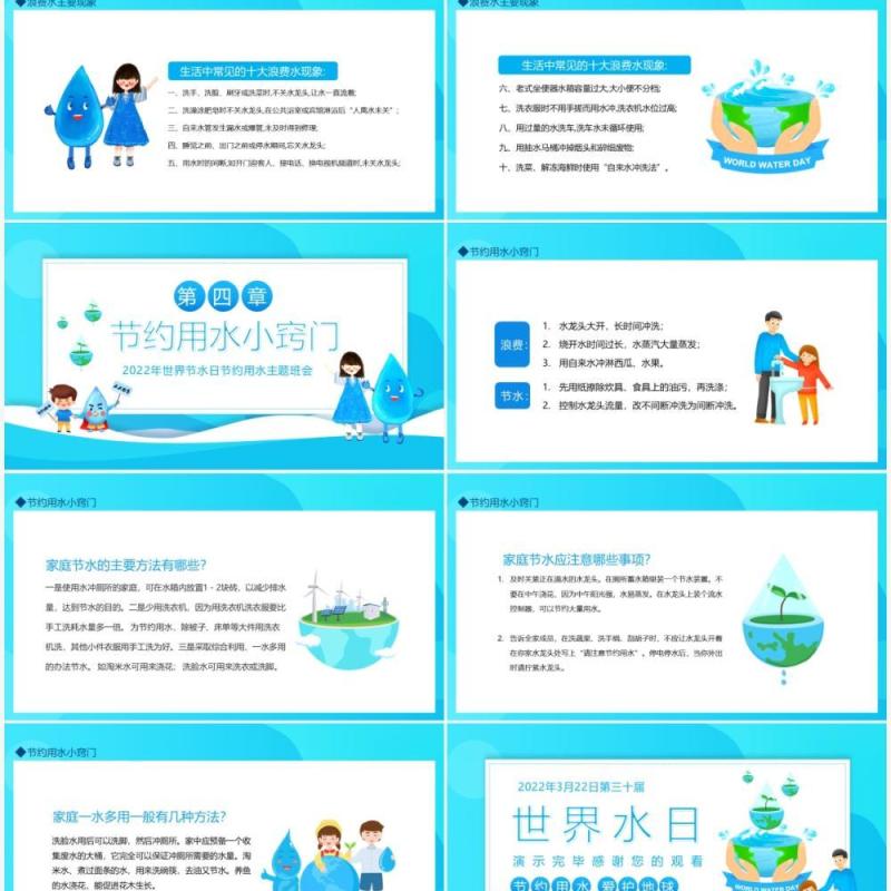 2022年世界水日中国水周主题班会动态PPT模板