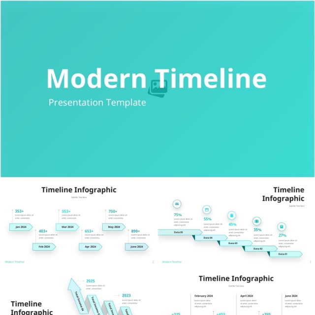 时间轴时间线发展PPT模板Modern Timeline