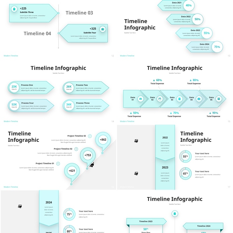 时间轴时间线发展PPT模板Modern Timeline