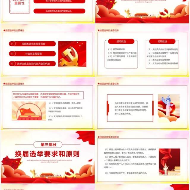 党支部换届选举工作程序动态PPT模板