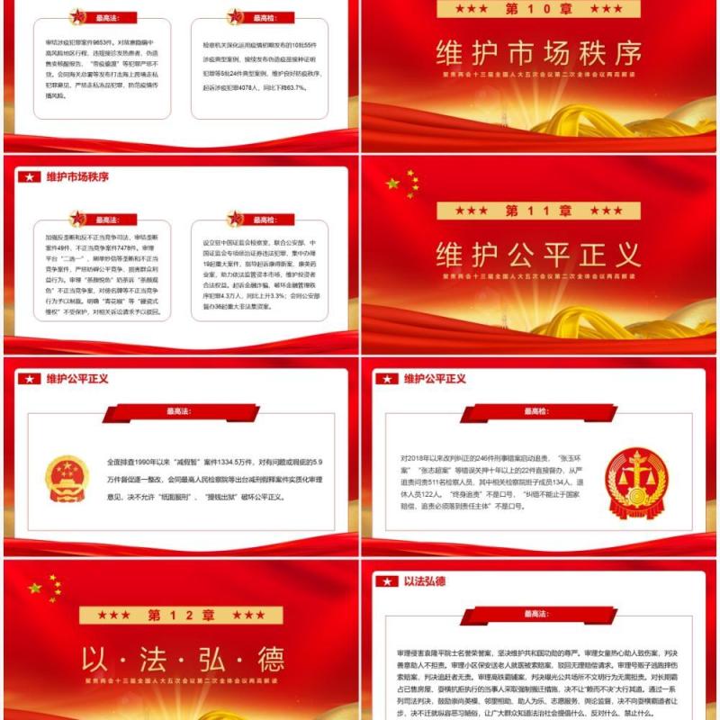 红金大气十二组关键词读懂两高报告PPT模板